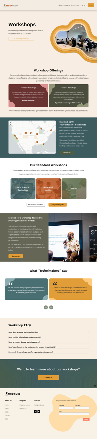 Workshops page redesign highlights